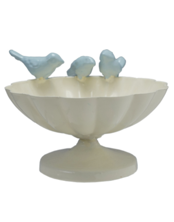 Scalloped Bowl With Bird On Rim