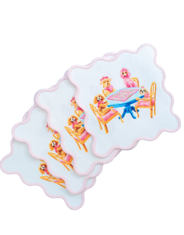 Dogs Playing Mahjong Cocktail Napkins
