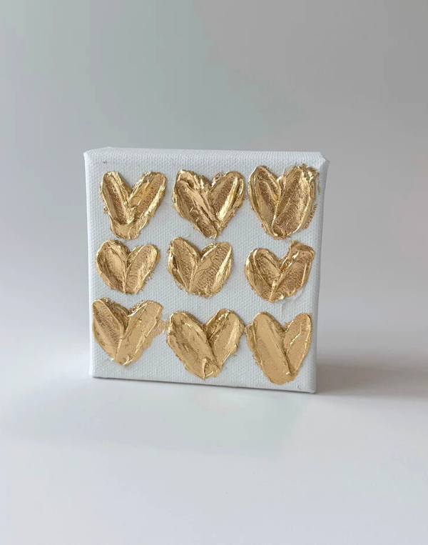 Gold Painted Hearts Canvas