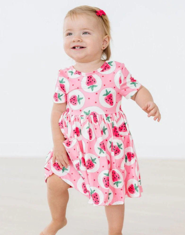 Strawberry Fields Short Sleeve Pocket Twirl Dress