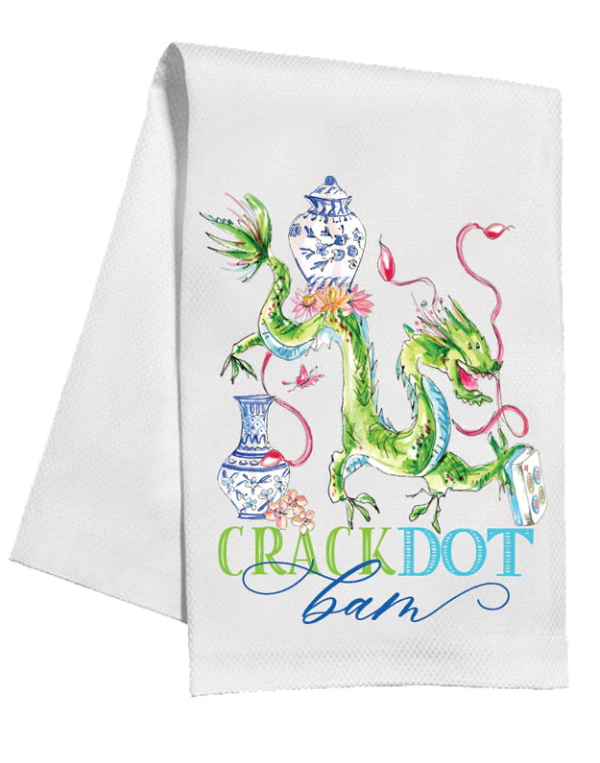 Kitchen Towel Crack Dot Bam Mahjong Dragon