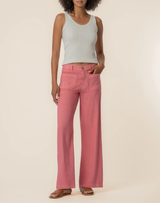 Meg Linen High Rise Wide Leg - Flamingo