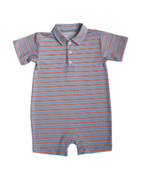 Knox Romper - Red & Blue Stripe