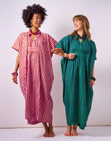 Margot Stripe Kaftan - Navy/Kelly Green