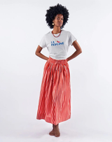 Keaton Stripe Skirt - Coral/Blush