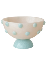 White/Blue Hobnail Footed Bowl