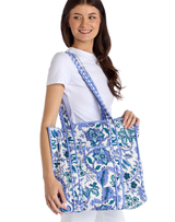 Cool Blues Cotton Reversible Tote