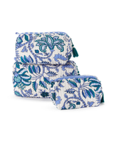 Cool Blues Quilted Cotton Cosmetic Bag