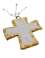 Paper Mache Cross With Pearls