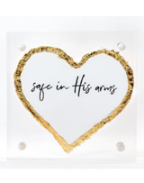 Safe in His Arms Gold Leaf Corner in 3x3 Acrylic Frame