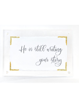 Writing Your Story Gold Leaf Corner in 4x6 Aryclic Frame