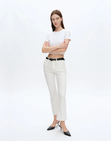 Emily Mid Rise Raw Hem Bootcut Jean