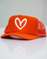 Imperfect Heart Trucker Hat-Orange/White