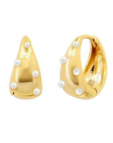 Mini Pearl Accent Gold Huggies
