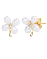 Pearl Four Leaf Clover Stud Earrings