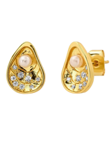 Oyster Shell With Pearl Stud Earrings