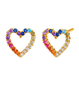 Rainbow Pave Heart Earrings