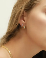 Round CZ Stick Stud Earrings