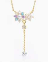 Pastel Pearl Flower and CZ Necklace