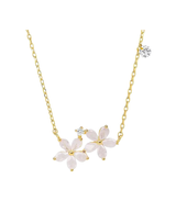 Double White Stone Flower Necklace