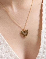Textured Heart Evil Eye Gold Necklace