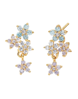 Multi Flower Cluster Hanging Studs