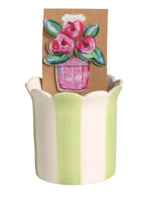Striped Pot and Plant Stake Set