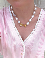 Nugget Pearl Necklace With Gold Bow