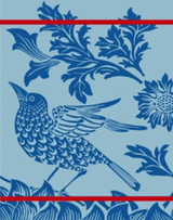 Light Blue Twiggy Bird Tea Towel