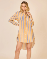 Hi-Low Striped Blouse Dress