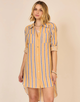 Hi-Low Striped Blouse Dress