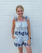 Navy Striped Short Set
