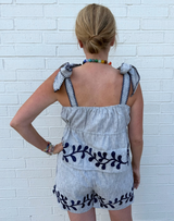 Navy Striped Short Set