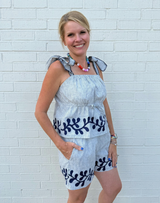 Navy Striped Short Set