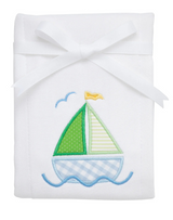 Blue Sailboat Burp Pad