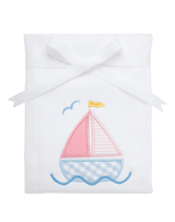 Pink Sailboat Applique Burp Pad