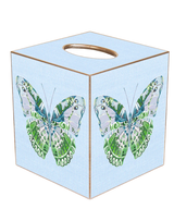 Blue Linen Butterfly Tissue Box Cover