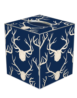 Blue Deer Antler Tissue Box Cover