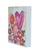 Heart Among Flowers Wood Block