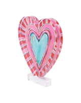 Striped Heart Acrylic On Stand