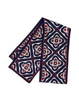 Long Pattern Scarf-Navy and Brown