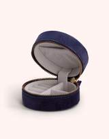 Navy Floral Round Jewellry Box