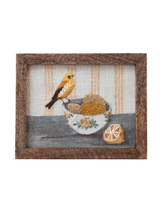 Embroidered Bird Wood Frame