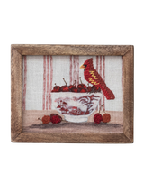 Embroidered Bird Wood Frame
