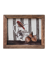 Embroidered Bird Wood Frame