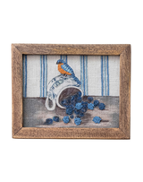 Embroidered Bird Wood Frame