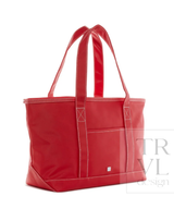 TRVL Medium Tote Coated Canvas-Red