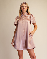 Shimmer Button Down Holiday Dress