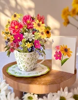 Mini Wildflower Teacup Pop-up Card