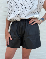 Paperbag Waist Leather Shorts